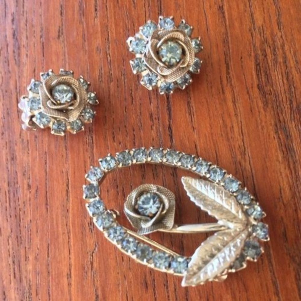Vintage Clip Earring and Pin Set